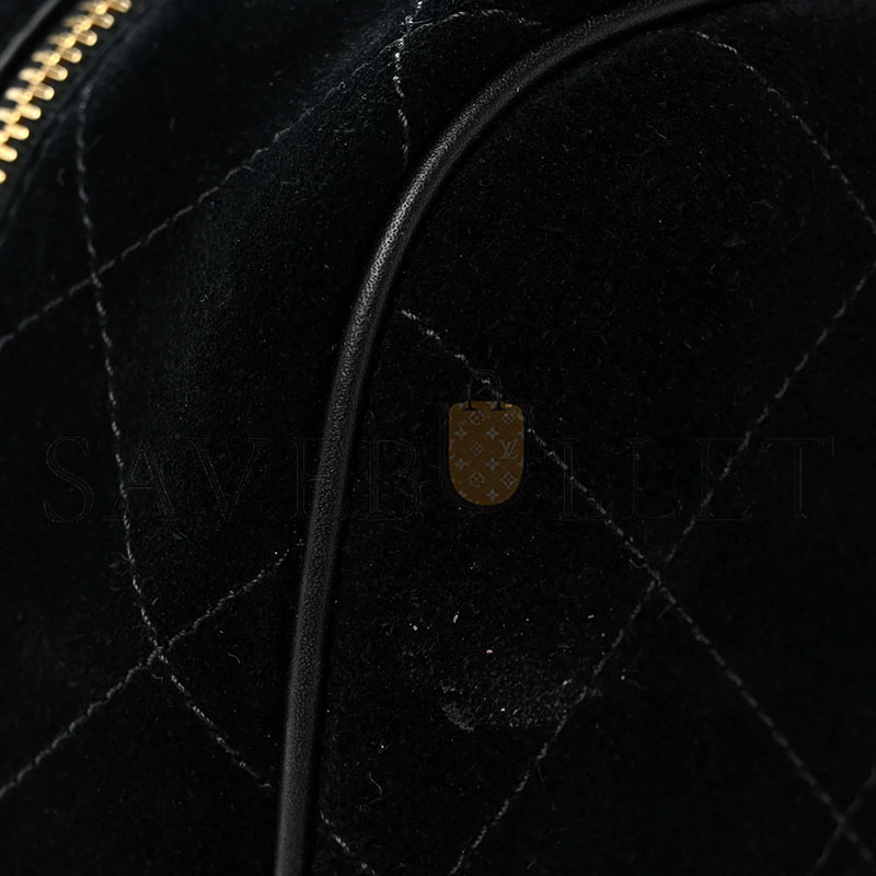 CHANEL MASTER SUEDE CALFSKIN LARGE PERFECT BOWLING BAG BLACK AS62110 (35.5*19*12.5cm)